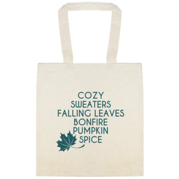 Autumn Cozy Sweaters Falling Leaves Bonfire Pumpkin Spice Custom Everyday Cotton Tote Bags Style 141695
