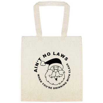 No Laws When Drinking With Claus Custom Everyday Cotton Tote Bags Style 145021