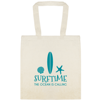 Seasonal Surftime The Ocean Is Calling Custom Everyday Cotton Tote Bags Style 154349