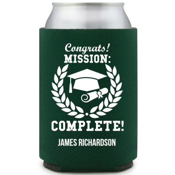 Custom Congrats Mission Complete Graduation Full Color Can Coolers