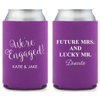 Custom Future Mrs. And Lucky Mr. Engagement Full Color Can Coolers