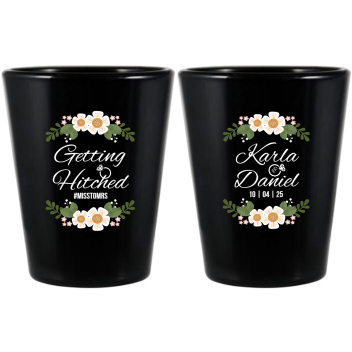Customized Getting Hitched Engagement Black Shot Glasses