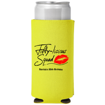 Fifty-licious Squad Birthday Full Color Slim Can Coolers