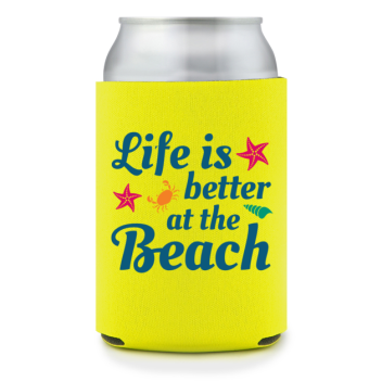 Full Color Foam Collapsible Can Coolers Summer Life Is Better At The Beach Style 138858