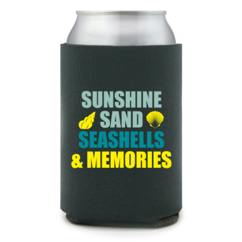 Full Color Foam Collapsible Can Coolers Summer Sunshine Sand Seashells & Memories Style 138539