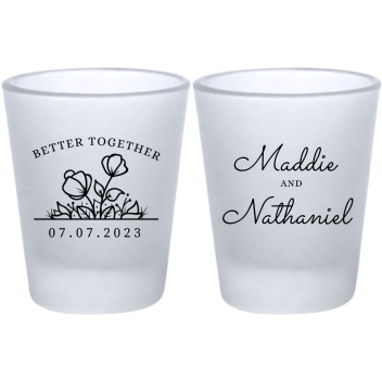 Personalized Better Together Floral Wedding Frosted Shot Glasses