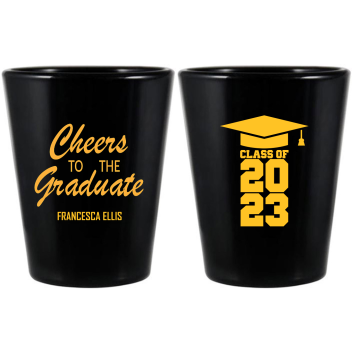 Personalized Cheers To The Graduate Black Shot Glasses