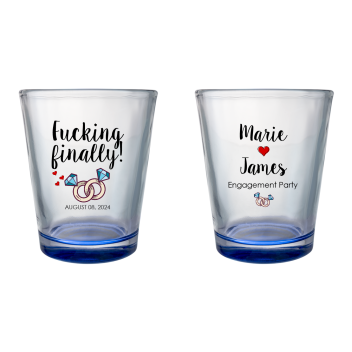 Personalized F*cking Finally Engagement Clear Shot Glasses