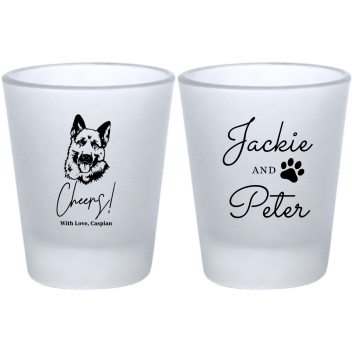 Personalized German Shepherd Cheers Pet Wedding Frosted Shot Glasses