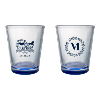 Personalized Monogram Carriage Fairytale Wedding Clear Shot Glasses