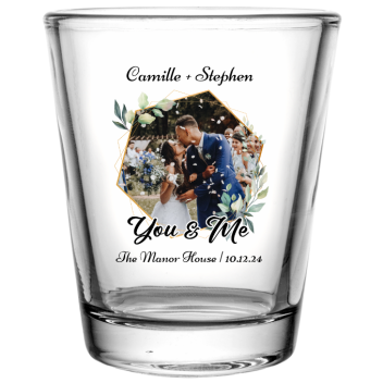 Personalized Photo You And Me Classic Wedding Clear Shot Glasses