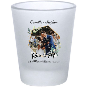 Personalized Photo You And Me Classic Wedding Frosted Shot Glasses