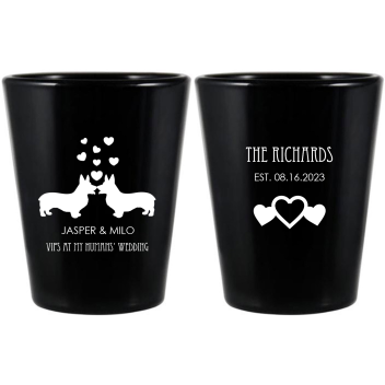 Personalized Phrase Corgi Lover Pet Wedding Black Shot Glasses