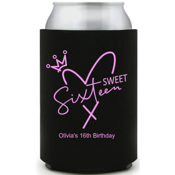 Sweet Sixteen Birthday Full Color Can Coolers