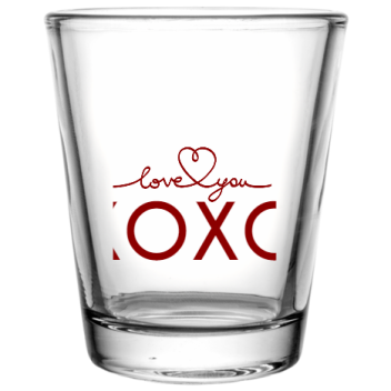 Happy Valentine\'s Day Xoxo Valentines Party 02 - 14 19 Custom Clear Shot Glasses- 1.75 Oz. Style 100570