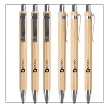 Custom Bamboo Wooden Sustainable Retractable Ballpoint Pens