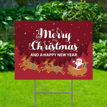 Merry Christmas Happy New Year Yard Signs