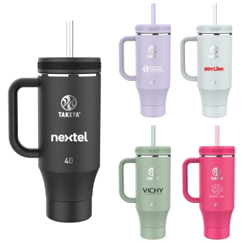 Custom Takeya® 40 Oz. Straw Tumbler With Handle