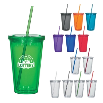 Plastic or Acrylic Tumblers with Straws
