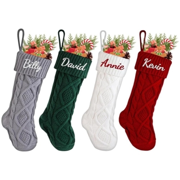 Custom Embroidered Knitted Christmas Stockings