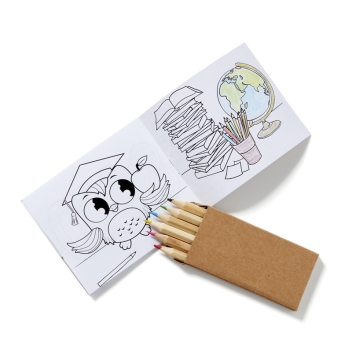 Kids Coloring Book & 6-color Pencil Set To-go