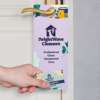 10.5" X 4.25" Door Hanger With Slits For Business Card
