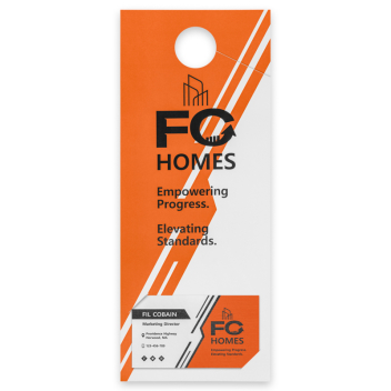 10.5" X 4.25" Door Hanger With Slits For Business Card