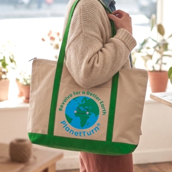 Large Top Zipper Cotton Tote Bags