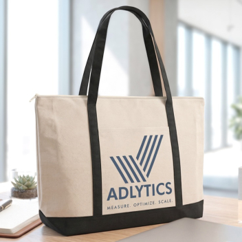Large Top Zipper Cotton Tote Bags