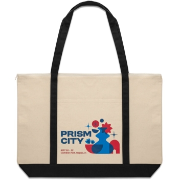 Large Top Zipper Cotton Tote Bags