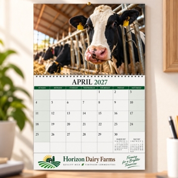 Full Color Wall Calendar - 11 X 17 Inches - Wirebound With Ad Lip