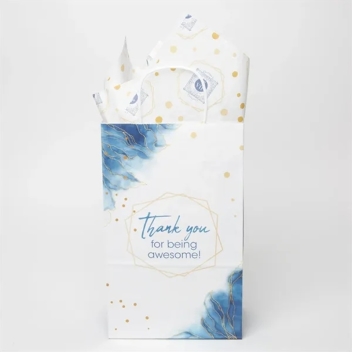 Tall White Handle Shoppers With Tissue Paper Bundle