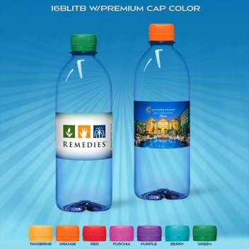 16.9 Oz Blue Bullet Bottle With Premium Cap Color
