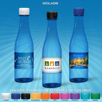 12 Oz Blue Tinted Glastic Bottle With Flat Cap