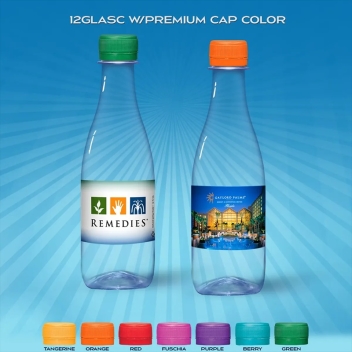 12 Oz Clear Glastic Bottle With Premium Cap Color