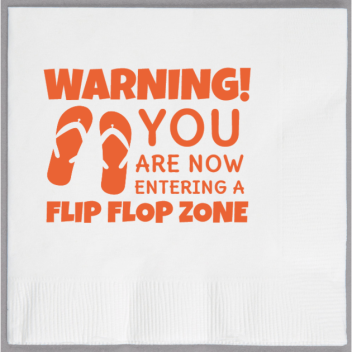 Summer Flip Flop Zone You Are Now Entering A Warning 2ply Economy Beverage Napkins Style 137747