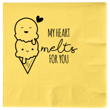 Happy Valentine\'s Day My Heart For You Melts 2ply Economy Beverage Napkins Style 101076