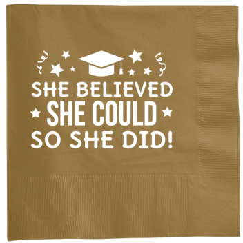 Graduation She Believed Could So Did 2ply Economy Beverage Napkins Style 133443