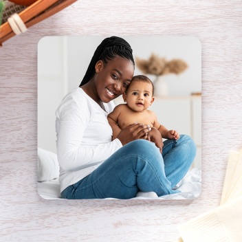 3.75 Inch Square Cork Back Photo Coasters