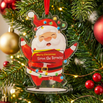 Personalized Message From Cheery Santa Ornaments
