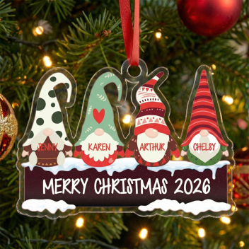 Personalized Phrase Four Gnomes Ornaments