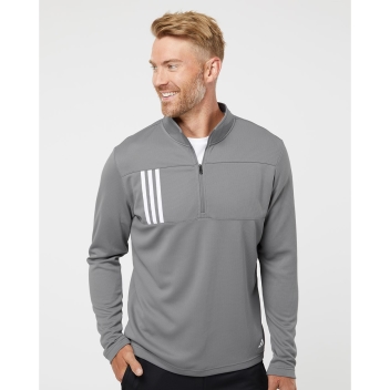 Adidas Men's 3-stripes Double-knit Quarter-zip Pullover - A482