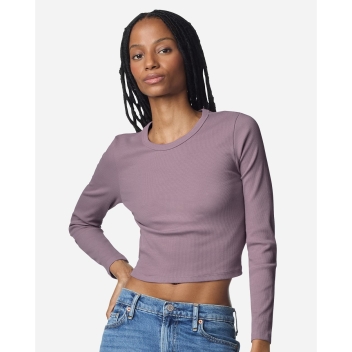 American Apparel Women's Baby Rib Long Sleeve Cropped Tee - Br2107