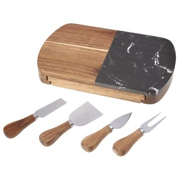 Black Marble Cheese Board Set With Knives