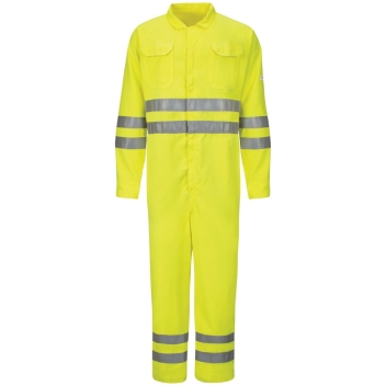 Bulwark Men's Hi-vis Deluxe Coverall With Reflective Trim - Cooltouch&reg; 2 - 7 Oz. - Cmd8
