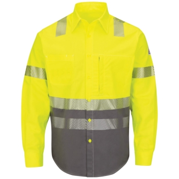 Bulwark Men's Hi-visibility Color Block Uniform Shirt - Excel Fr&reg; Comfortouch&reg; - 7 Oz. - Slb4h