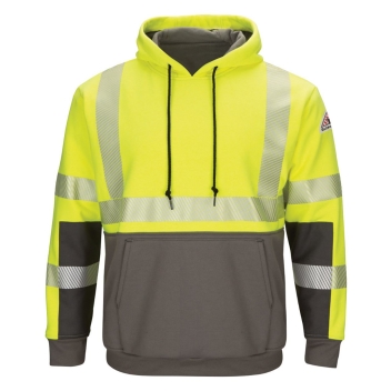 Bulwark Men's Hi-visibility Color-blocked Hooded Sweatshirt - Smb4