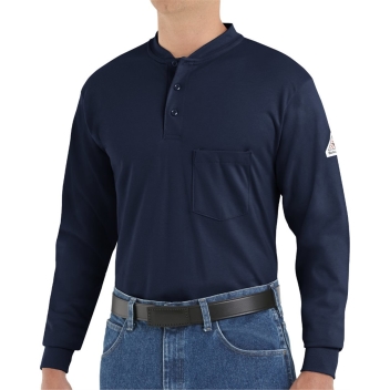 Bulwark Men's Tall Long Sleeve Tagless Henley Shirt - Sel2t
