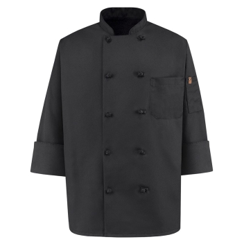 Chef Designs Black Knot Button Chef Coat - 0427