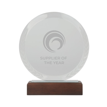 Crystal Redondo Crystal Award With Wood Base
